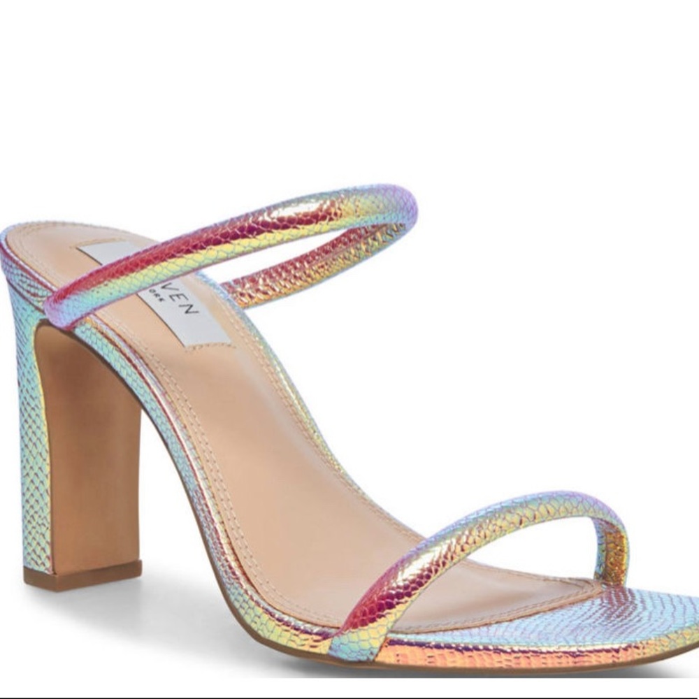 Jacee Iridescent Banded Sandals. Worn once!